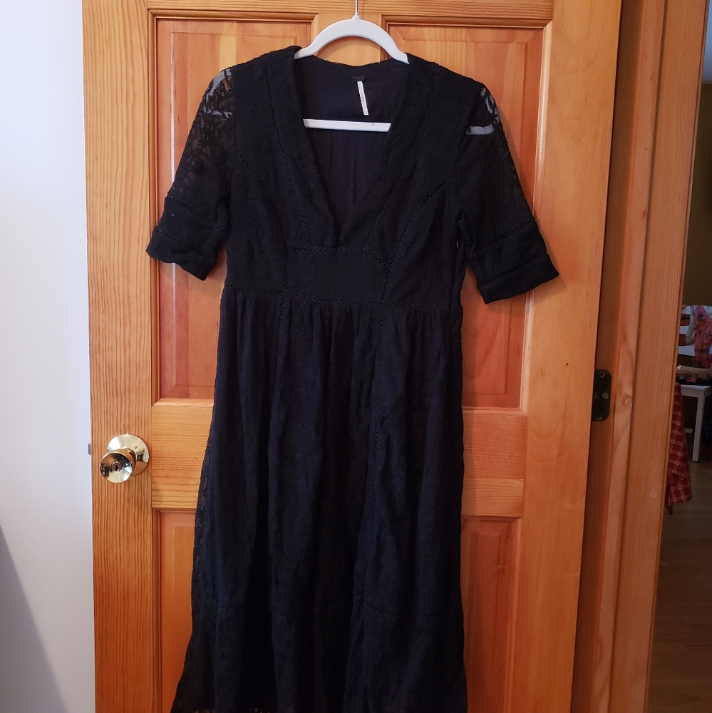 Free People Black Lace Dress
